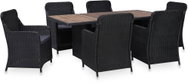 7-piece Garden Dining Set Polyrattan Black 44144 44144 - Garden Furniture