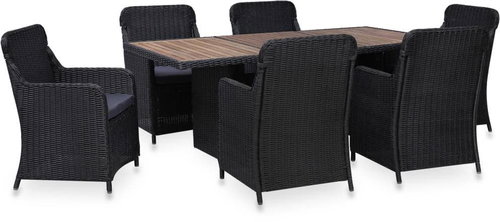 7-piece Garden Dining Set Polyrattan Black 3057804 3057804 - Garden Furniture - Main image