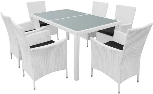 7-piece garden dining set polyratan cream white 42501 42501 - Garden Furniture - Main image