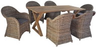 7-piece Garden Dining Set Natural Rattan Recycled Solid Wood 275519 275519 - Garden Furniture