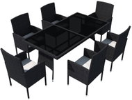 7-piece garden dining set with black polyrattan cushions 42537 42537 - Garden Furniture