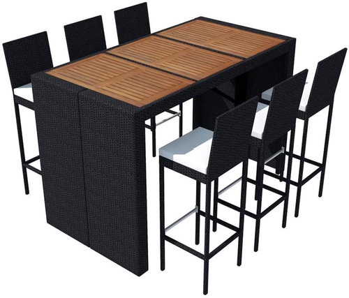 7-piece garden dining set with black polyrattan cushions 42580 42580 - Garden Furniture - Main image