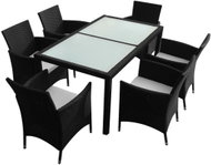 7-piece garden dining set with black polyrattan cushions 43120 43120 - Garden Furniture