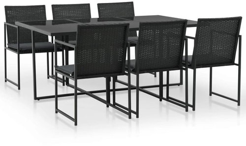 7-piece garden dining set with black polyrattan cushions 44444 44444 - Garden Furniture - Main image