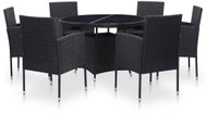 7-piece garden dining set with black polyrattan cushions 46405 46405 - Garden Furniture