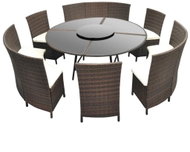 7-Piece Garden Dining Set With Cushions Polyrattan Brown 43097 43097 - Garden Furniture