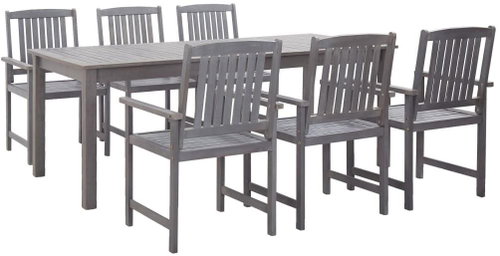 7-piece garden dining set gray solid acacia wood 45942 45942 - Garden Furniture - Main image