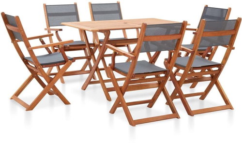 7-piece garden dining set gray solid eucalyptus wood 278908 278908 - Garden Furniture - Main image