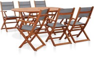 7-piece garden dining set gray solid eucalyptus and textile 278911 278911 - Garden Furniture