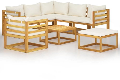 8-piece garden sofa cream cushion solid acacia 3057645 3057645 - Garden Furniture - Main image