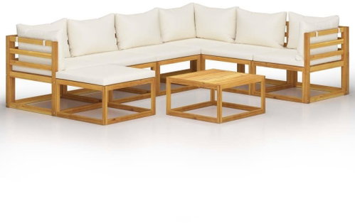 8-piece garden sofa cream cushion solid acacia 3057646 3057646 - Garden Furniture - Main image
