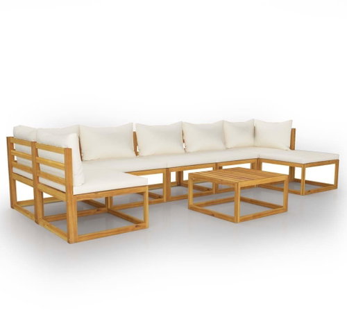 8-piece garden sofa cream cushion solid acacia 3057661 3057661 - Garden Furniture - Main image
