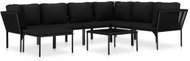 8-piece garden sofa with cushions black PVC 48592 48592 - Garden Furniture