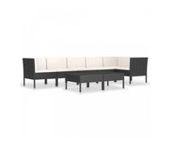 8-piece garden sofa with cushions polyratt black 3056788 3056788 - Garden Furniture
