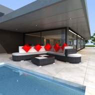 8-piece garden sofa with cushions polyratt black 41267 41267 - Garden Furniture