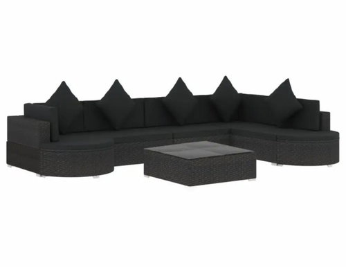8-piece garden sofa with cushions polyratt black 46751 46751 - Garden Furniture - Main image