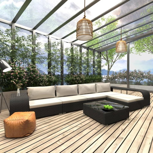 8-piece garden sofa with cushions polyratt black 46819 46819 - Garden Furniture - Main image