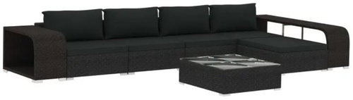 8-piece garden sofa with cushions polyratt black 46821 46821 - Garden Furniture - Main image