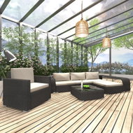 8-piece garden sofa with cushions polyrattan black 46823 46823 - Garden Furniture