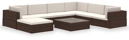 8-piece Garden Sofa with Cushions Polyrattan Brown 42089 42089 - Garden Furniture - Main image