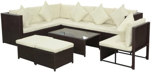 8-piece garden sofa with cushions polyratt brown 42896 42896 - Garden Furniture - Main image