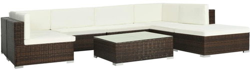 8-piece garden sofa with cushions polyrattan brown 44609 44609 - Garden Furniture - Main image