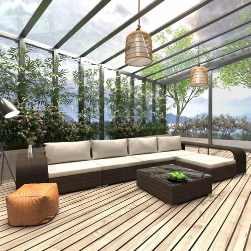 8-piece garden sofa with cushions polyratt brown 46818 46818 - Garden Furniture - Main image