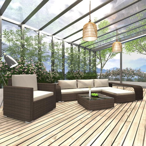 8-piece garden sofa with cushions polyratt brown 46822 46822 - Garden Furniture - Main image