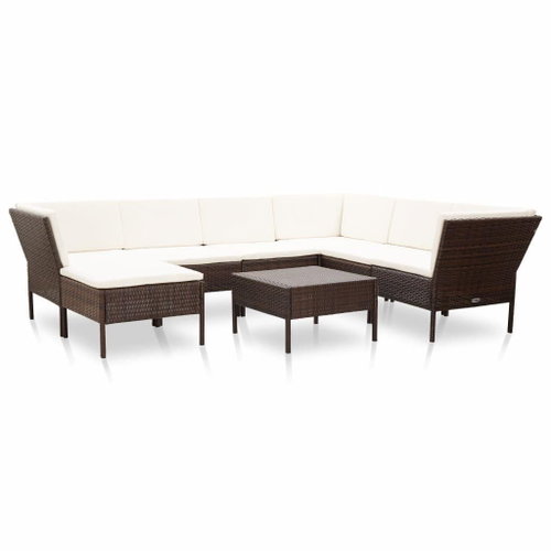 8-piece garden sofa with cushions polyratt brown 48951 48951 - Garden Furniture - Main image