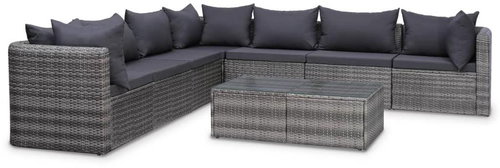 8-piece Garden Sofa with Cushions Polyrattan Grey 44157 44157 - Garden Furniture - Main image