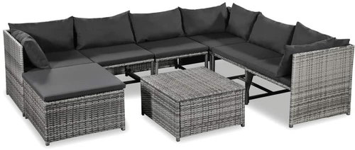 8-piece garden sofa with cushions polyrattan gray 44197 44197 - Garden Furniture - Main image