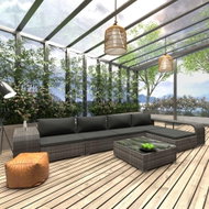 8-piece Garden Sofa with Cushions Polyrattan Grey 46820 46820 - Garden Furniture