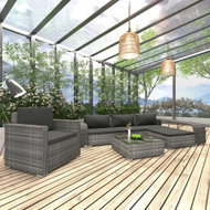 8-piece garden sofa with cushions polyratt gray 46824 46824 - Garden Furniture