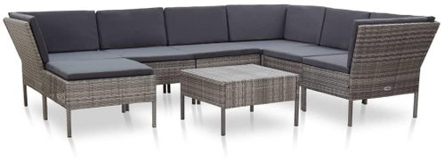 8-piece garden sofa with cushions polyrattan gray 48954 48954 - Garden Furniture - Main image