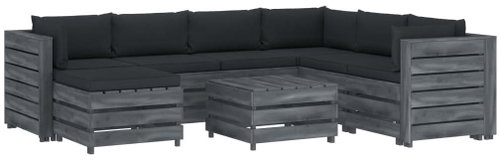 8-piece Garden Sofa Set made of Pallets + Anthracite Cushions 3052037 3052037 - Garden Furniture - Main image