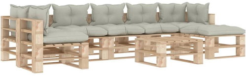 8-piece Garden Sofa made of Pallets + Beige Cushions Wood 3052295 3052295 - Garden Furniture - Main image