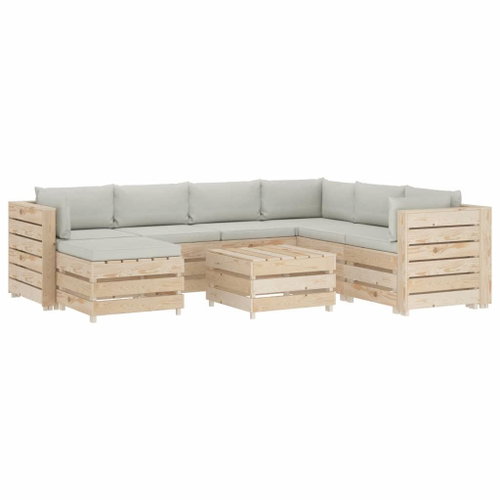 8-piece Garden Sofa made of Pallets + Beige Cushions Wood 3051807 3051807 - Garden Furniture - Main image