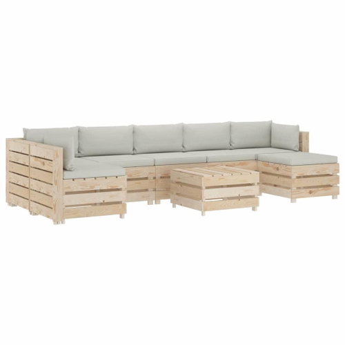 8-piece Garden Sofa made of Pallets + Beige Cushions Wood 3051818 3051818 - Garden Furniture - Main image
