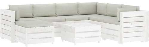 8-piece Garden Sofa made of Pallets + Beige Wood Cushions 3051945 3051945 - Garden Furniture - Main image