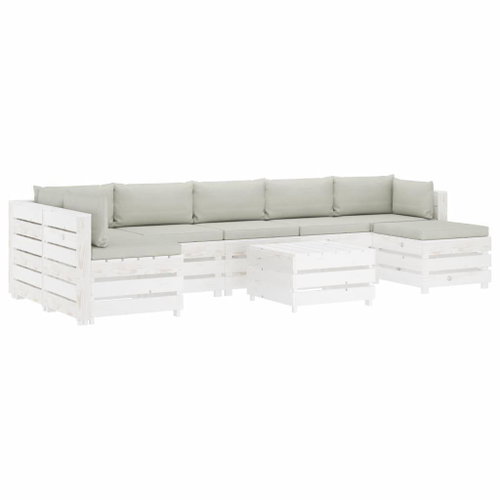8-Piece Garden Pallet Sofa Set + Beige Cushions Wood 3051956 3051956 - Garden Furniture - Main image