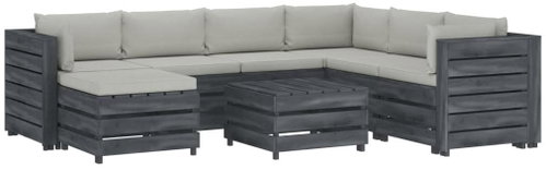 8-piece Garden Sofa made of Pallets + Beige Wood Cushions 3052083 3052083 - Garden Furniture - Main image