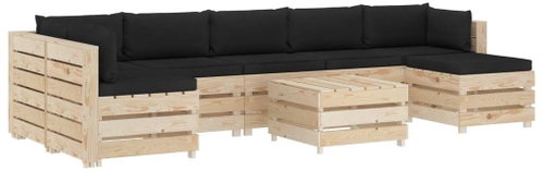8-piece Garden Sofa made of Pallets + Black Cushions Wood 3051749 3051749 - Garden Furniture - Main image