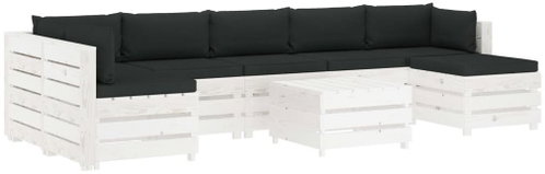 8-piece Garden Sofa made of Pallets + Black Cushions Wood 3051887 3051887 - Garden Furniture - Main image