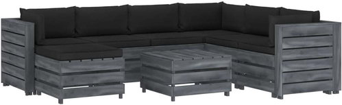 8-piece Garden Sofa made of Pallets + Black Cushions Wood 3052014 3052014 - Garden Furniture - Main image