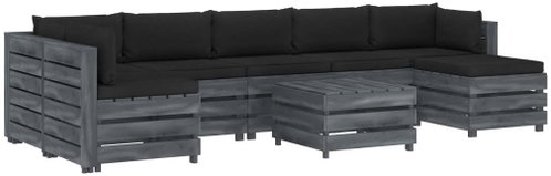 8-piece Garden Sofa made of Pallets + Black Cushions Wood 3052025 3052025 - Garden Furniture - Main image