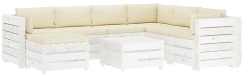 8-piece garden sofa made of pallets + cream pillows wood 3051968 3051968 - Garden Furniture - Main image