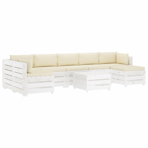 8-piece Garden Sofa made of Pallets + Cream Pillows Wood 3051979 3051979 - Garden Furniture - Main image