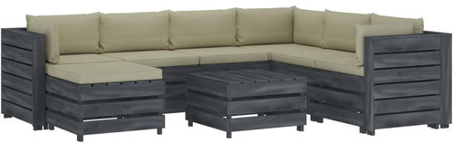 8-piece Garden Sofa made of Pallets + Cream Pillows Wood 3052106 3052106 - Garden Furniture - Main image
