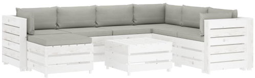 8-piece Garden Sofa made of Pallets + Taupe Pillows Wood 3051922 3051922 - Garden Furniture - Main image