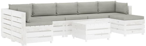 8-piece Garden Sofa made of Pallets + Taupe Pillows Wood 3051933 3051933 - Garden Furniture - Main image